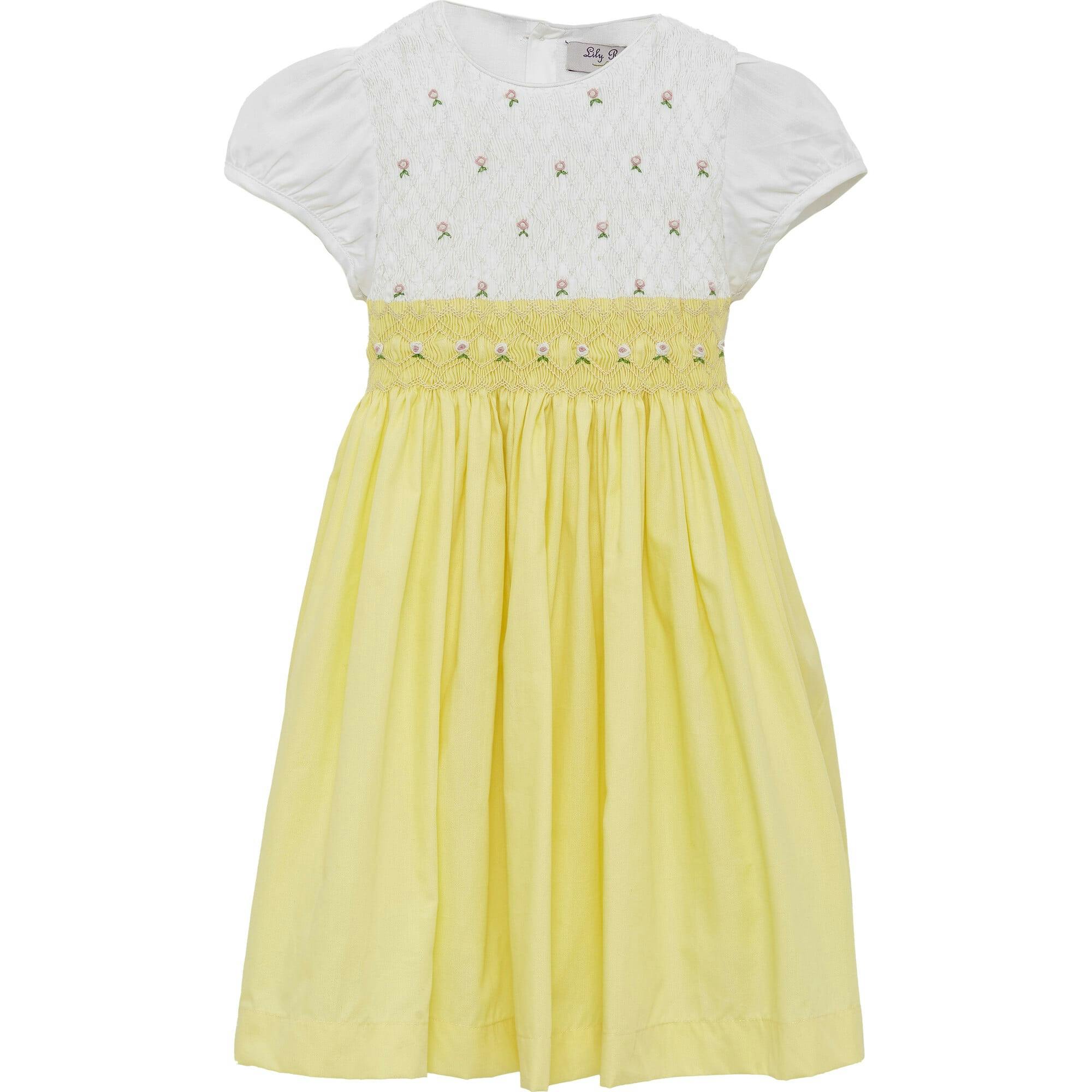 Rose Hand Smocked Dress in Lemon