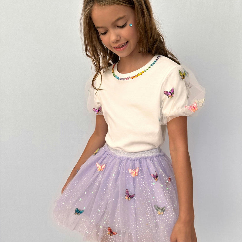 3D Rainbow Butterflies Puff T-Shirt