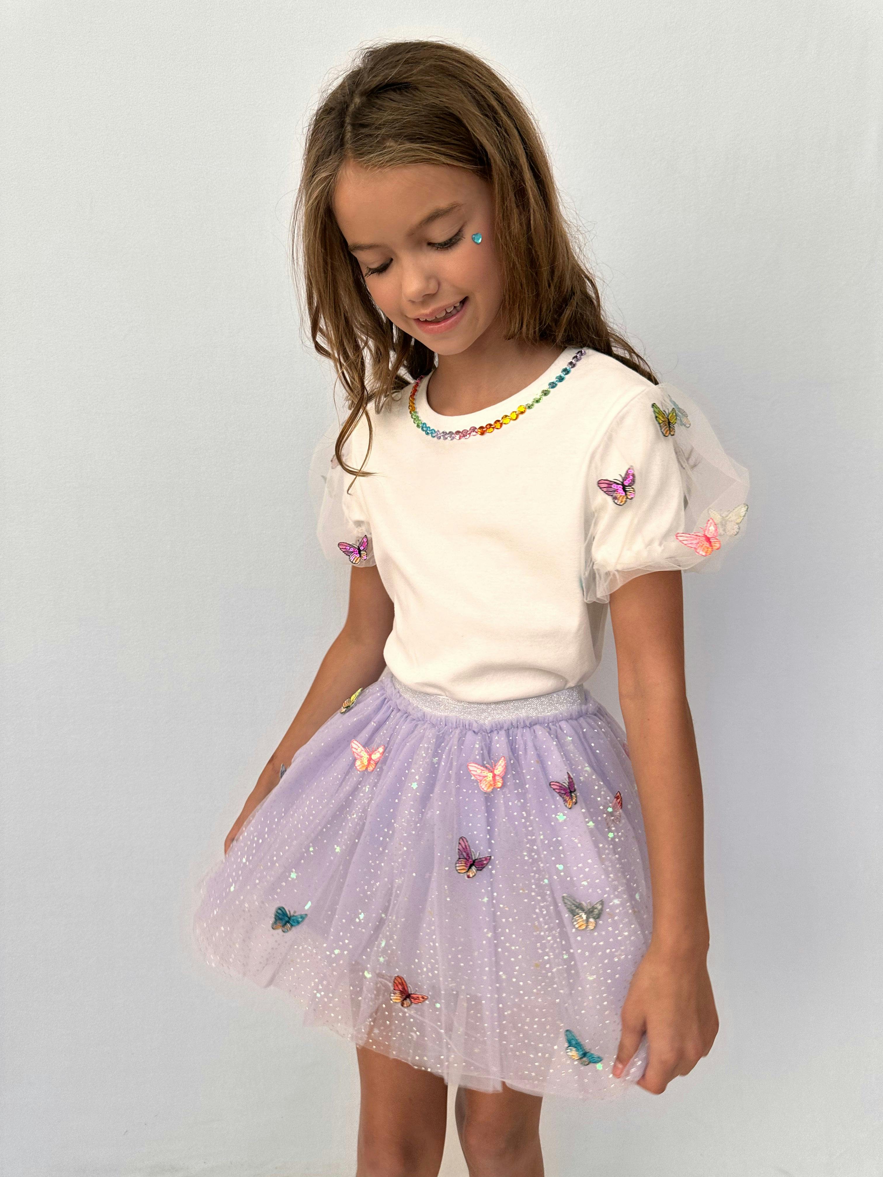 3D Rainbow Butterflies Puff T-Shirt