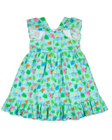 Printed Linen-Look Dress With Flower