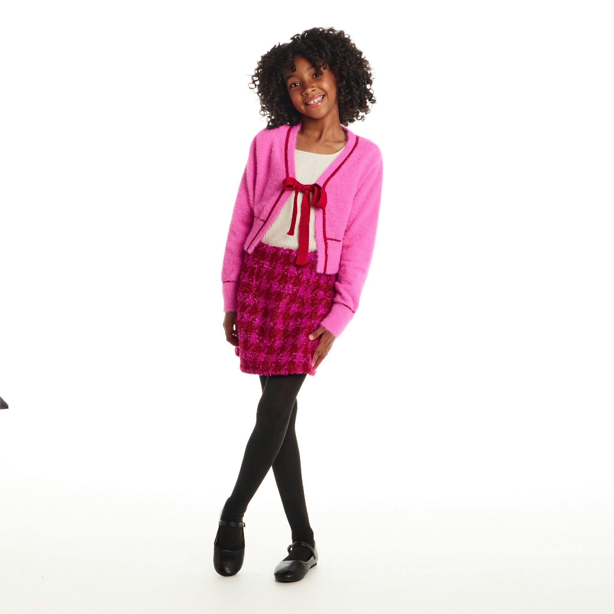 Big Kids Cardigan Sweater W/Bow