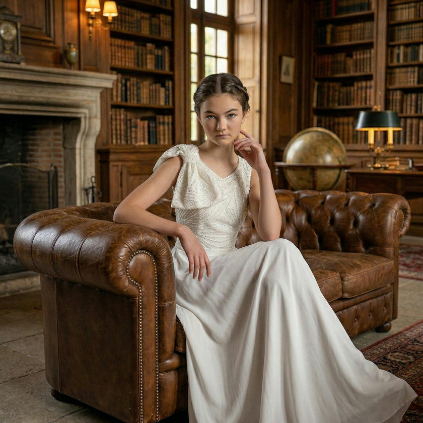 White Theia Bow-Embellished Dress