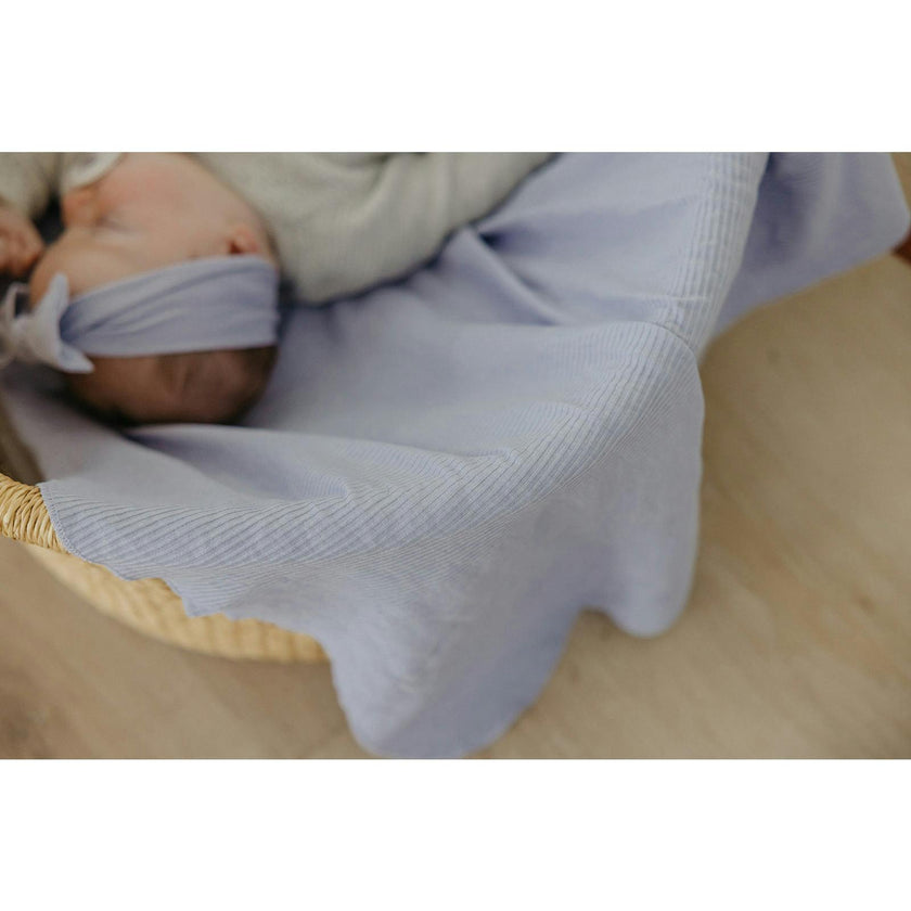 Periwinkle Rib Knit Swaddle Blanket