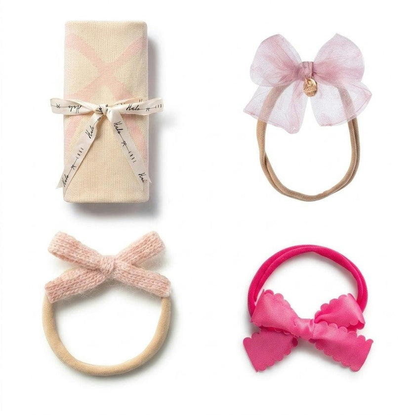 Halo Luxe Elegant Newborn Baby Girl Styling Kit - Premium Soft Fabric Accessories