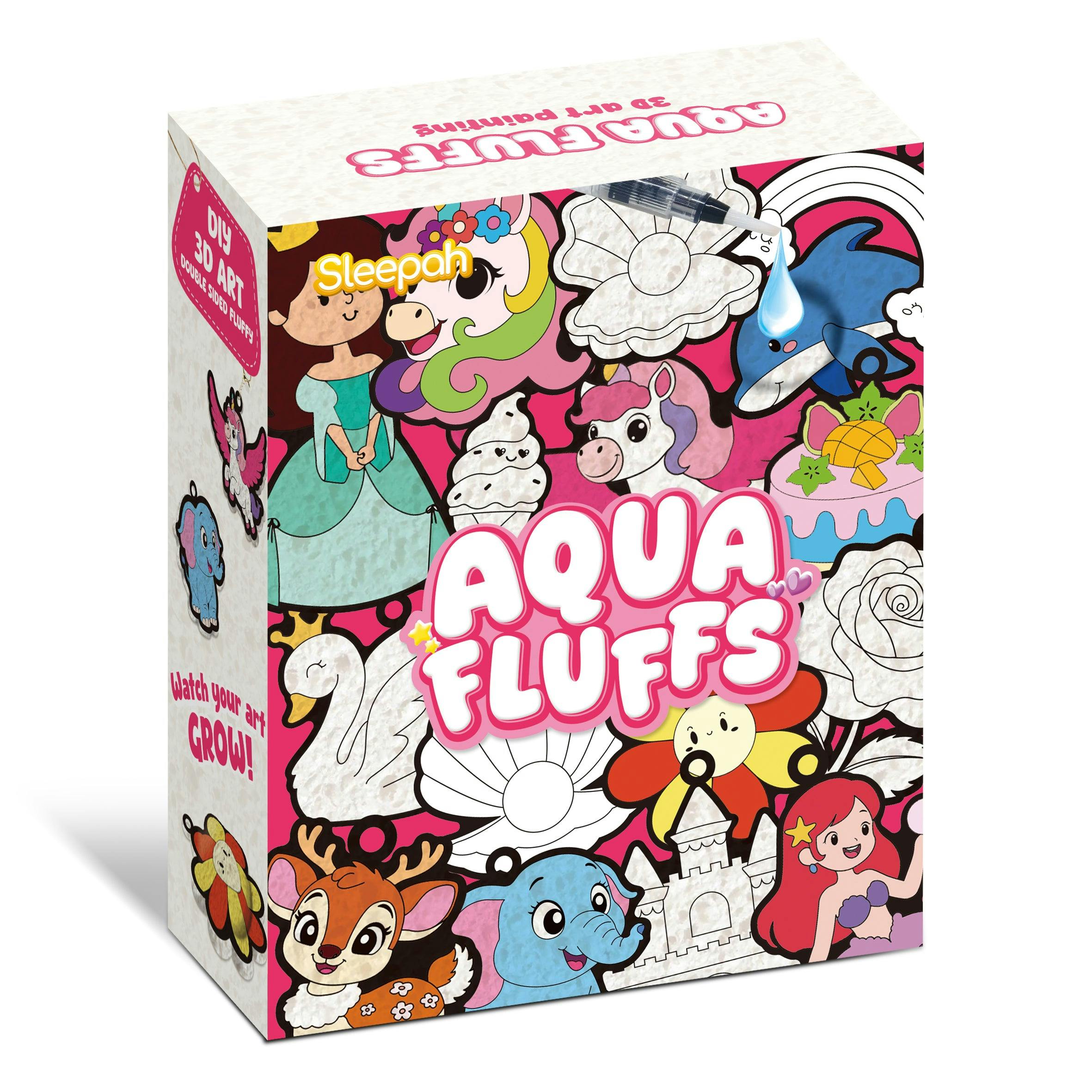 Aqua Fluffs Mess-Free 3D Puffs Art Kit for Kids Double-Sided Craft Set Kit
