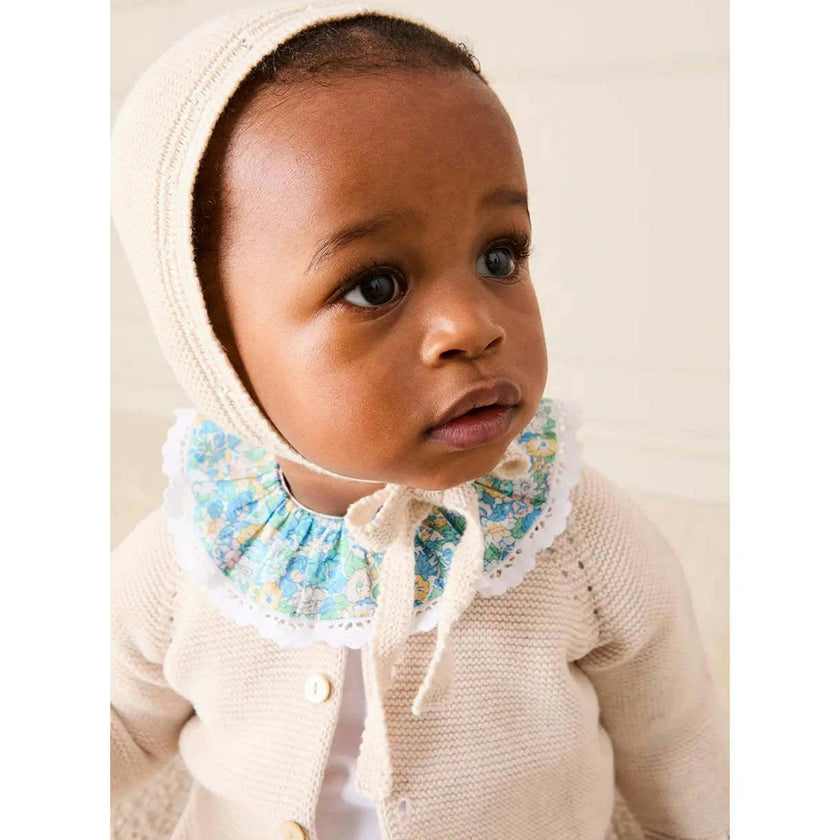 Leontyne Floral Ruffle Collar Lace Detail Bodysuit in Blue Made with Liberty Fabric (1mth-3yrs)