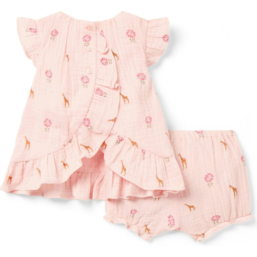 Baby Giraffe Floral Matching Set, Pink