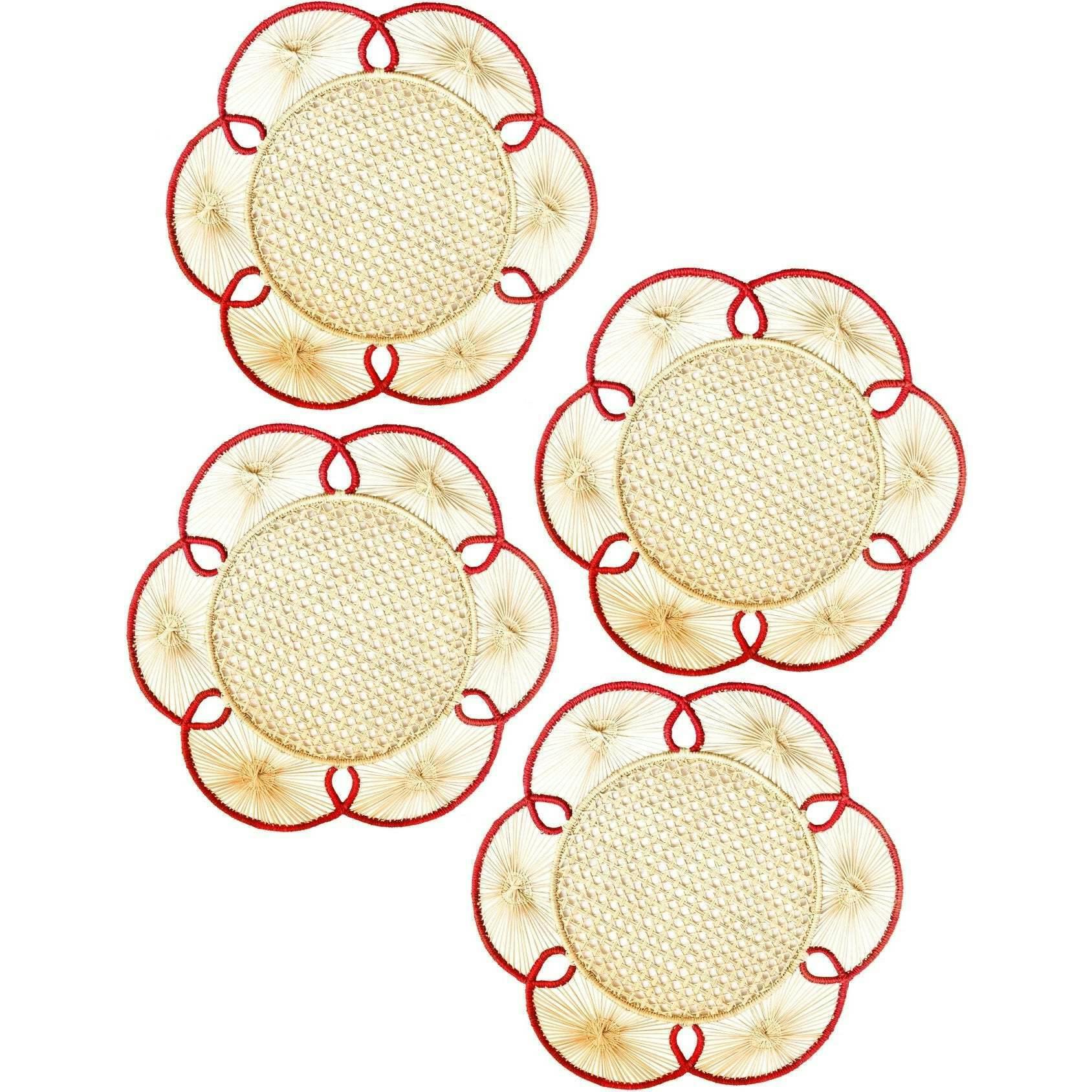 Set of 4 Flora Chargers in Red