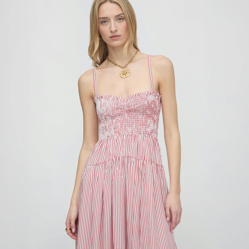 The Rebecca Nap Dress - Red Ticking Stripe