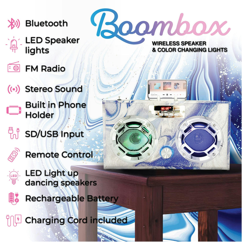 Blue Swirl Boombox & Bluetooth Speaker