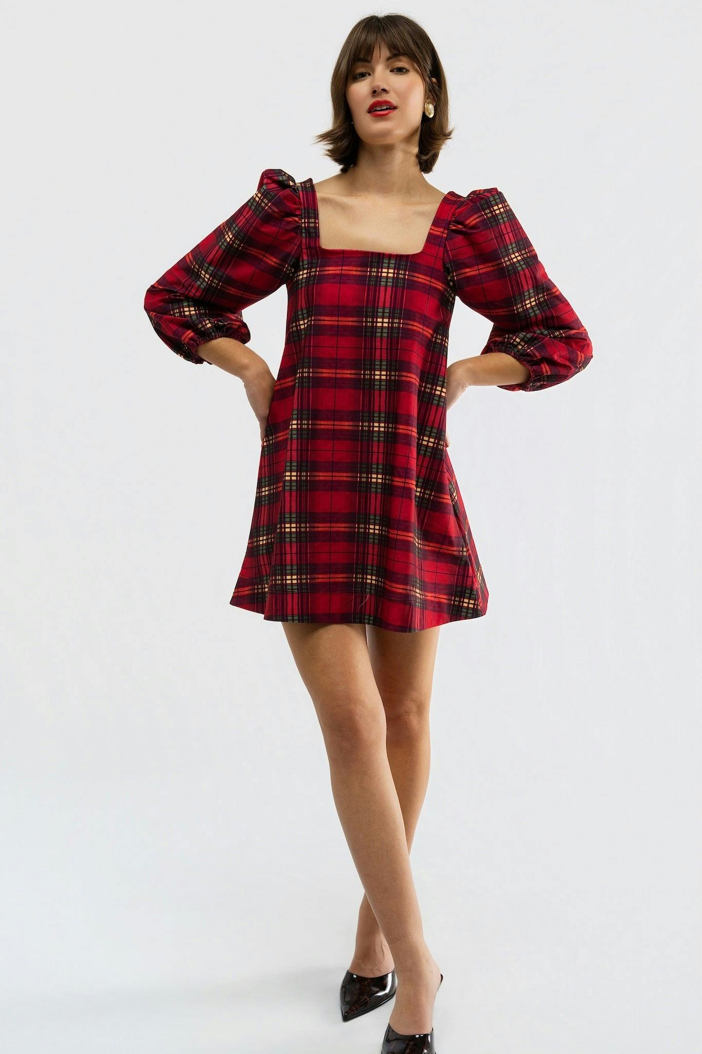 Collins Dress - Cabernet Plaid