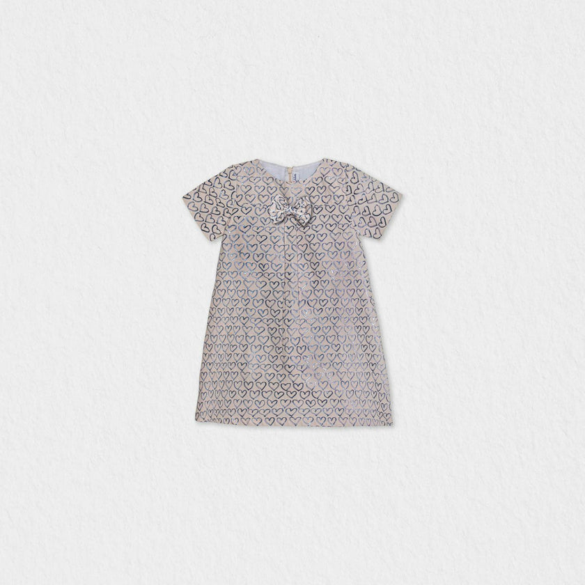 Elsa Baby Dress Short Sleeve, Blue Hearts