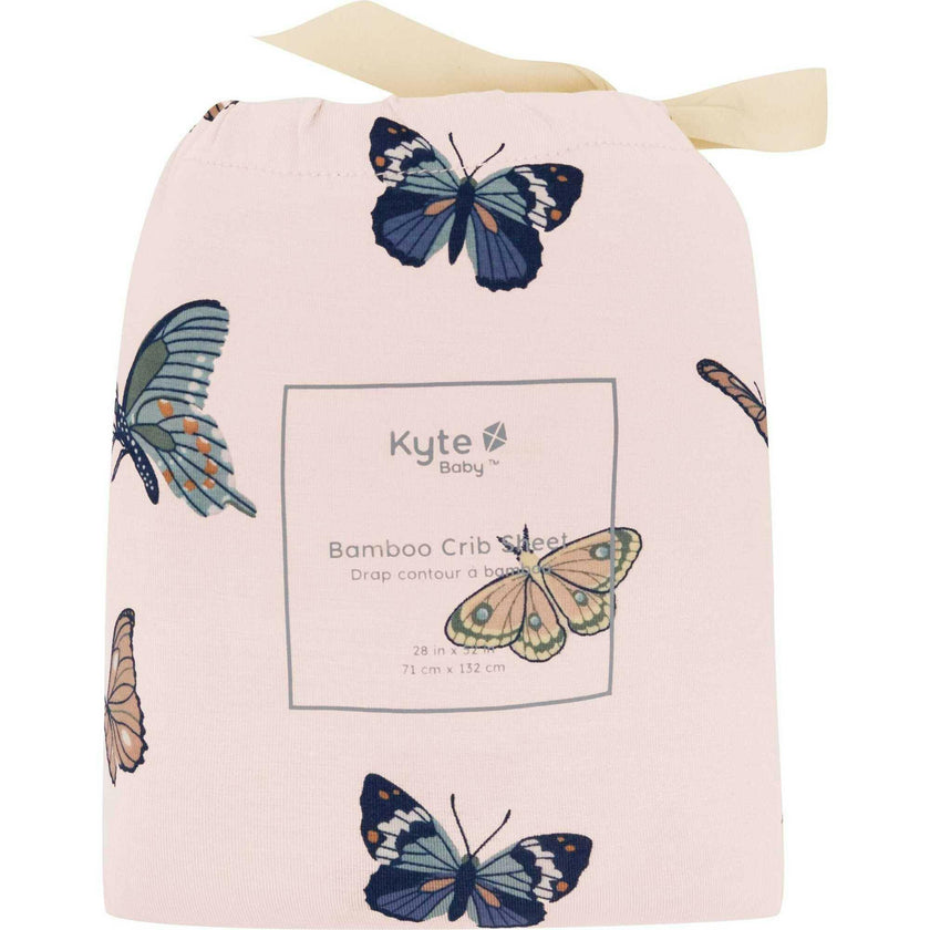Crib Sheet in Blush Butterfly