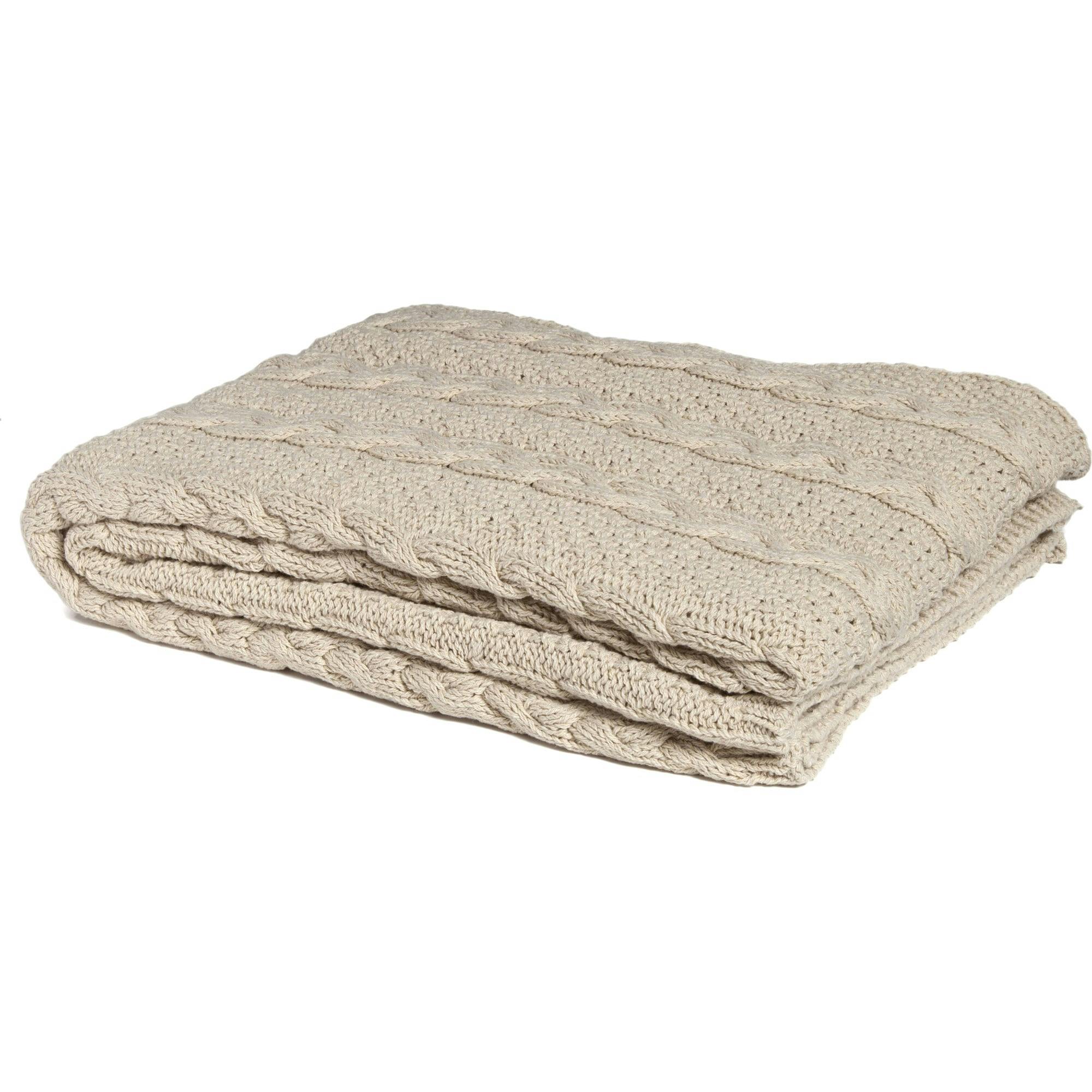 Textured Sustainable Knit Throw Blanket - Chunky Cable