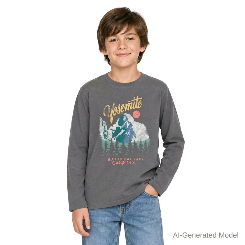 Boys Long Sleeve Graphic Tee | Yosemite - Charcoal