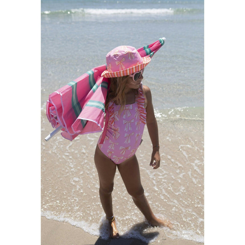 Beach stripes and bows swimsuit