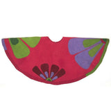 Handmade Retro Flowers Pink Christmas Tree Skirt Felt 60"