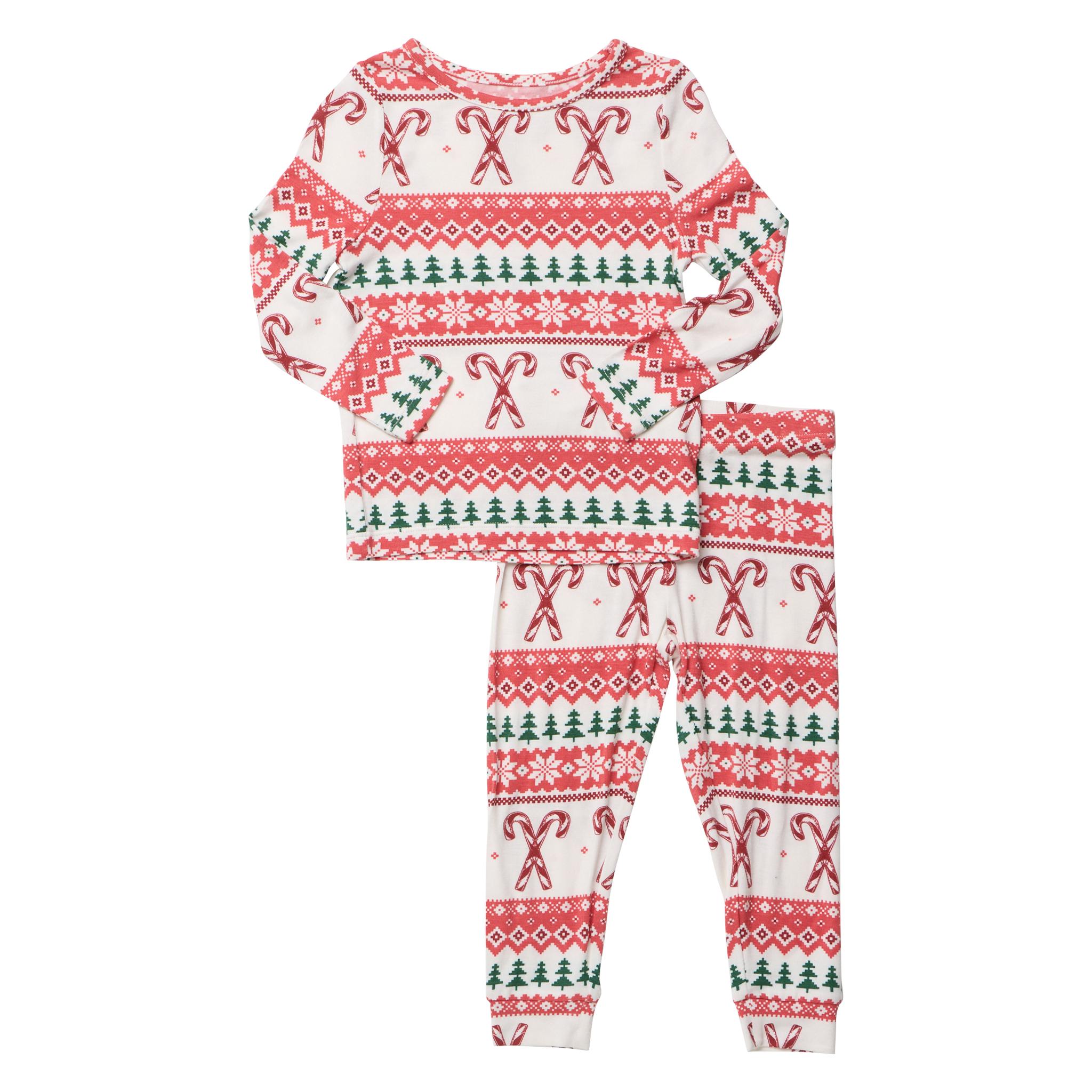 Kids Bamboo PJ Set - Candy Cane Fair Isle