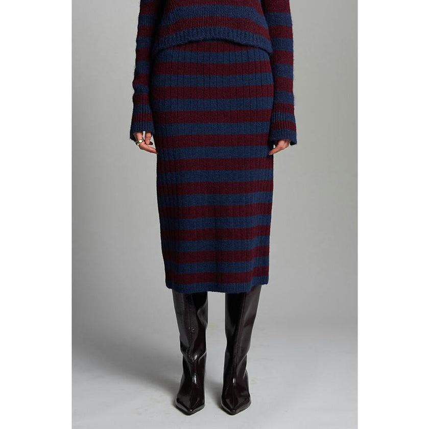 PIA STRIPE TUBE SKIRT | NAVY + MERLOT | ONE LEFT!