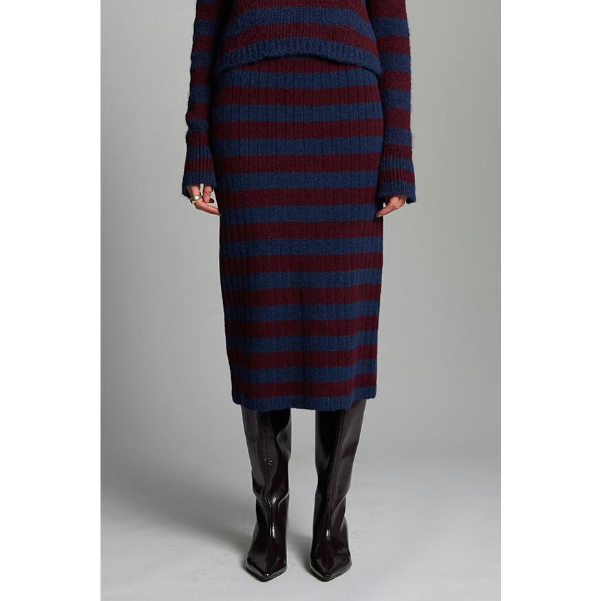 PIA STRIPE TUBE SKIRT | NAVY + MERLOT | ONE LEFT!