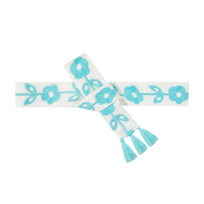 Embroidery Belt Aqua Floral Embroidery, Floral Embroidery