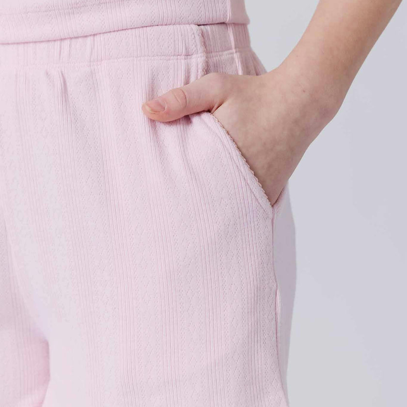 Girls Pointelle Short in Peony Pink