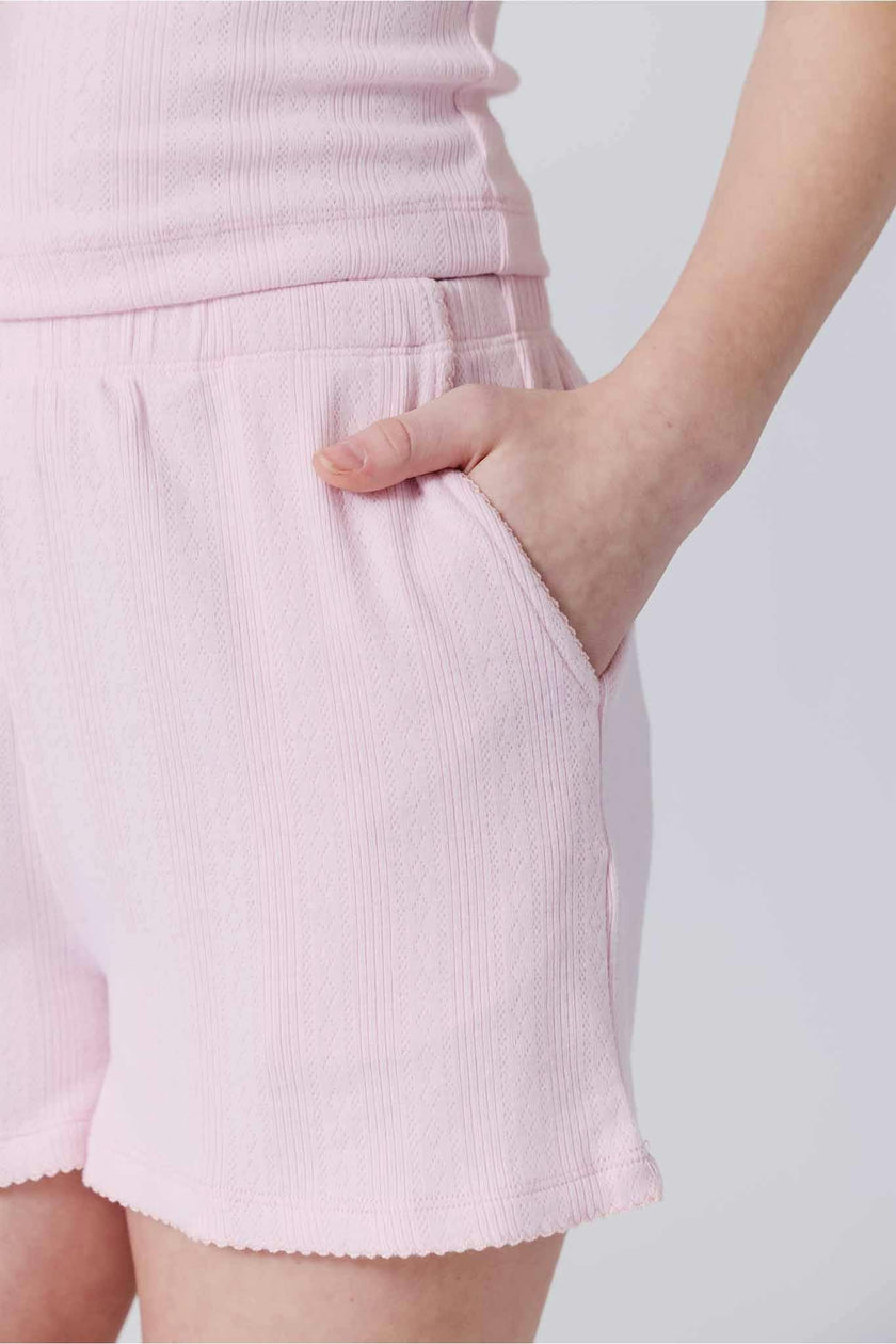 Girls Pointelle Short in Peony Pink
