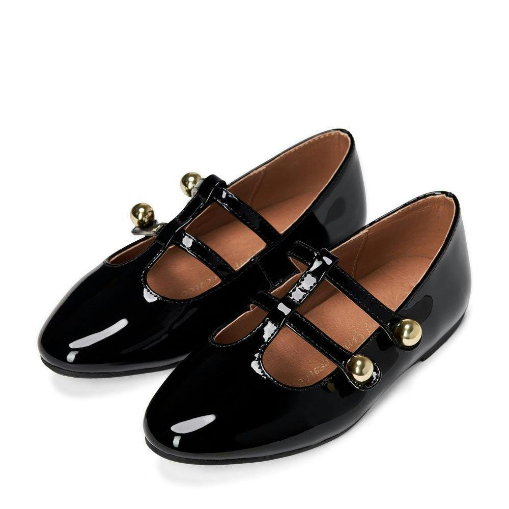 Lory Glossy Knotted Double Straps Mary Jane Shoes
