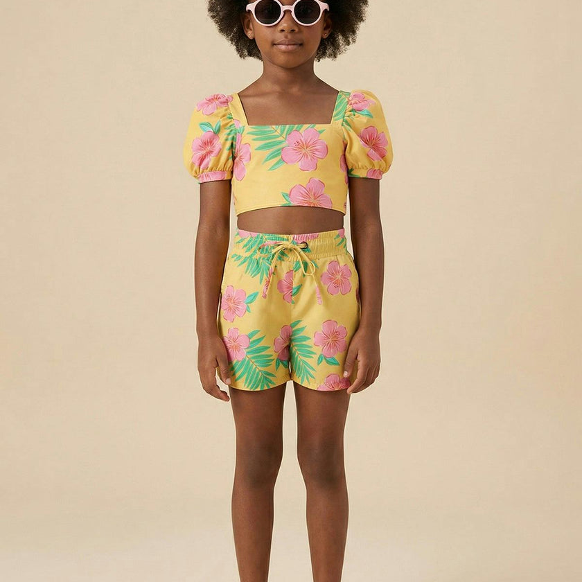 HIBISCUS AMARILLO - GIRL SWIMSHORTS