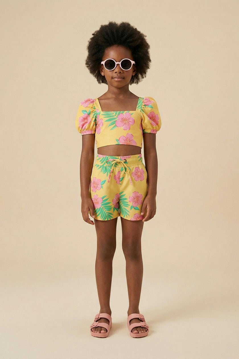 HIBISCUS AMARILLO - GIRL SWIMSHORTS