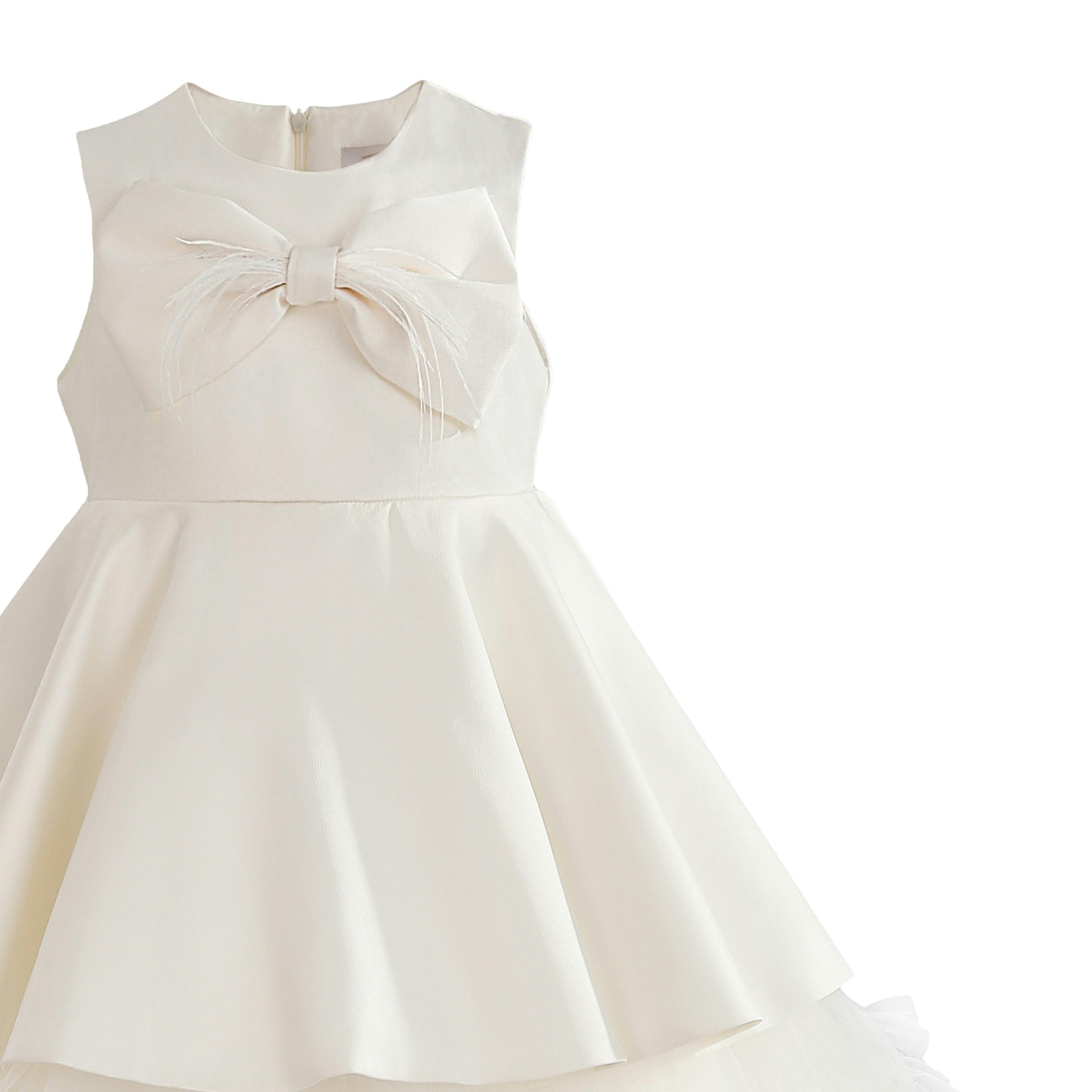 Ivory Anastasia Bow Tulle Dress
