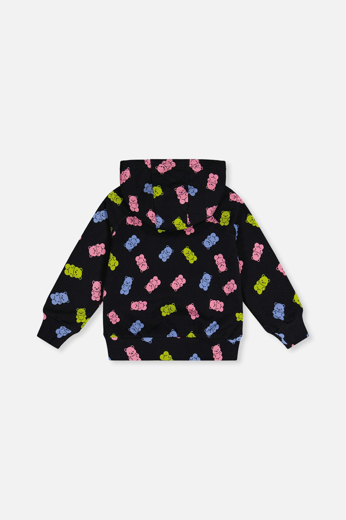 Printed Hoodie Black Printed Gummy Bears