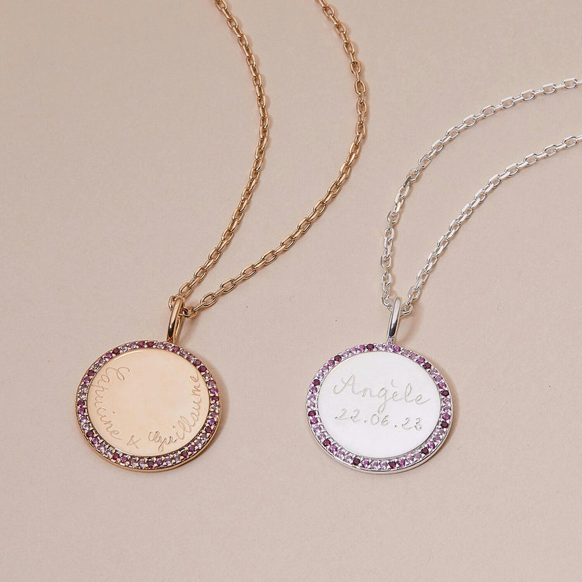 Personalized Pink October Signature Necklace, Sterling Silver