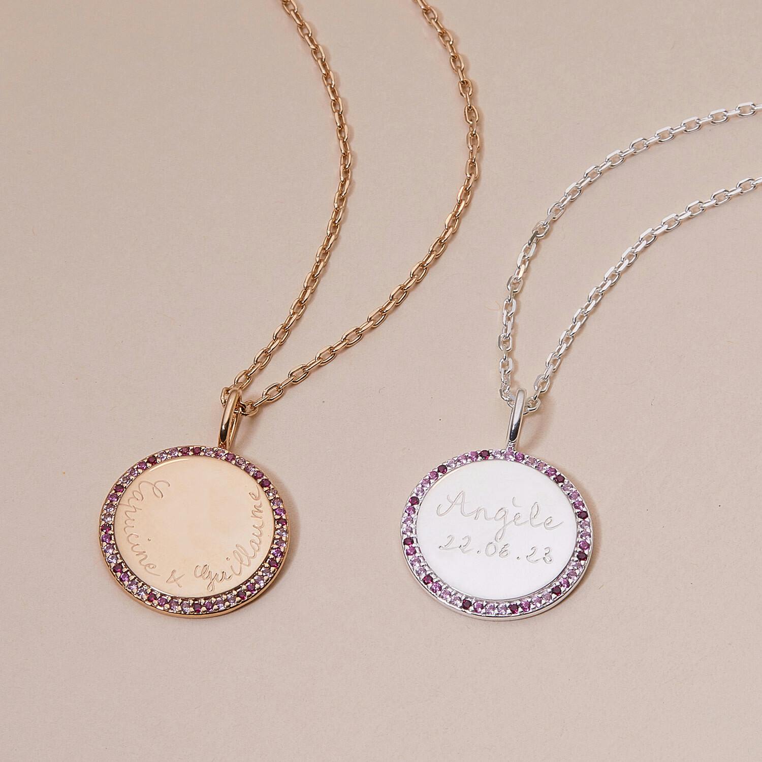Personalized Pink October Signature Necklace, Sterling Silver