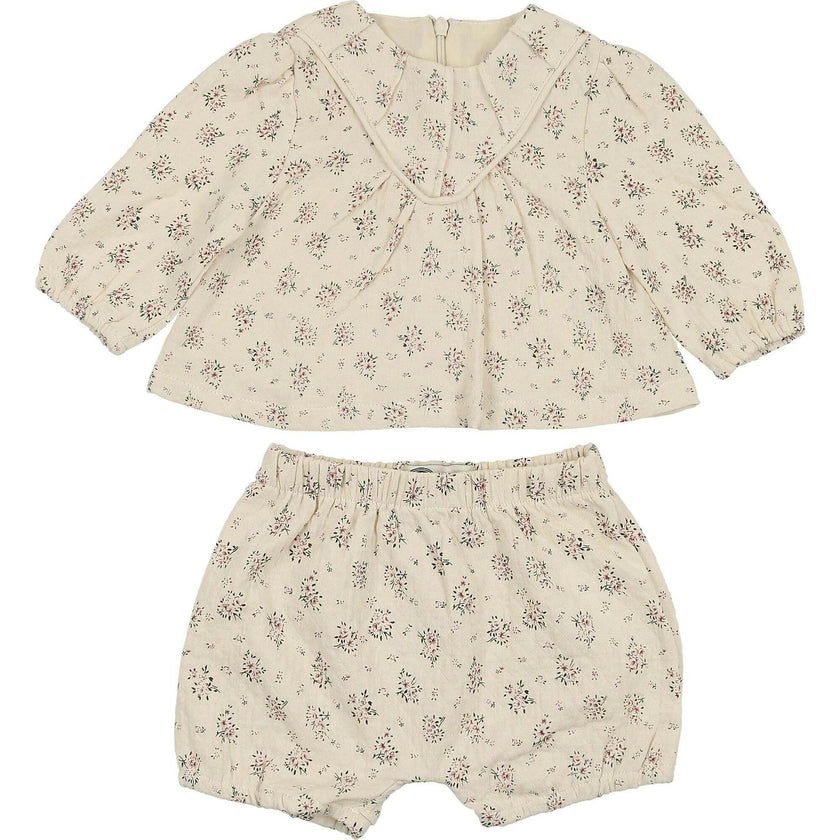 Winter Forest Long Puff Sleeve Top & Short 2-Piece Set