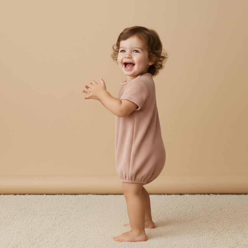 Organic Short Romper - Clay