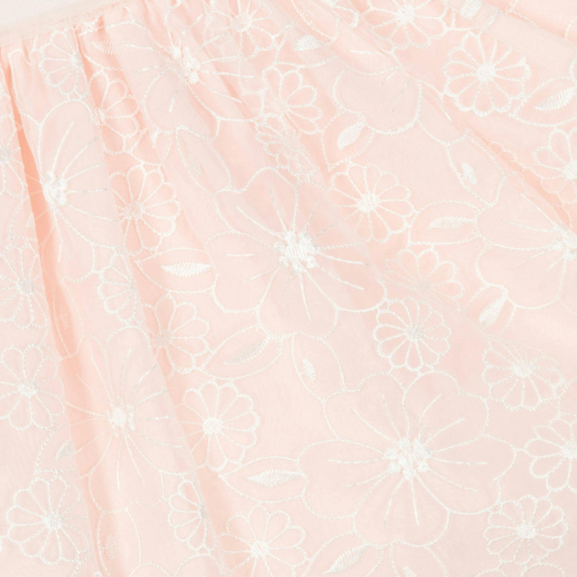 Pink Organdy Embroidered Dress
