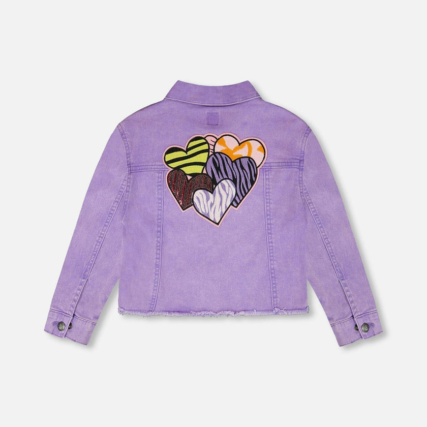 Mauve Denim Jacket With Embroidery