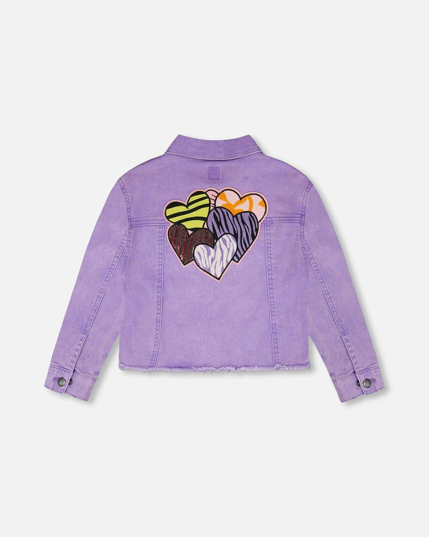 Mauve Denim Jacket With Embroidery