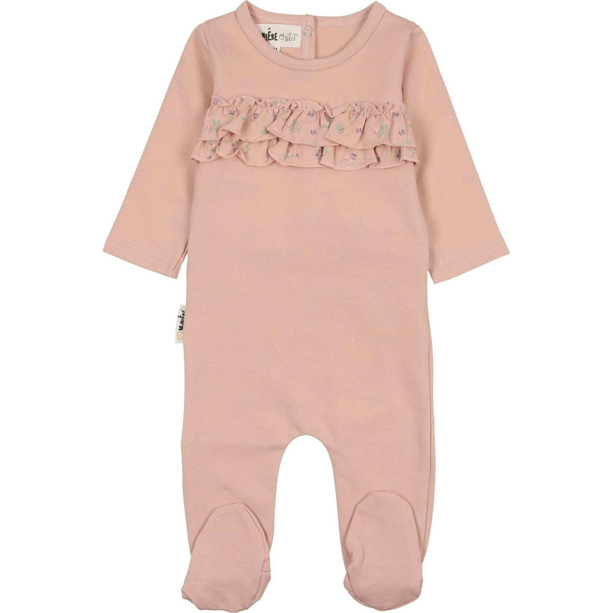 Floral Ruffle Front Long Sleeve Footie