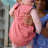 baby girls sailor red seersucker bubble romper
