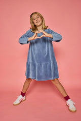 Lisle Dress - Dusty Blue Velour