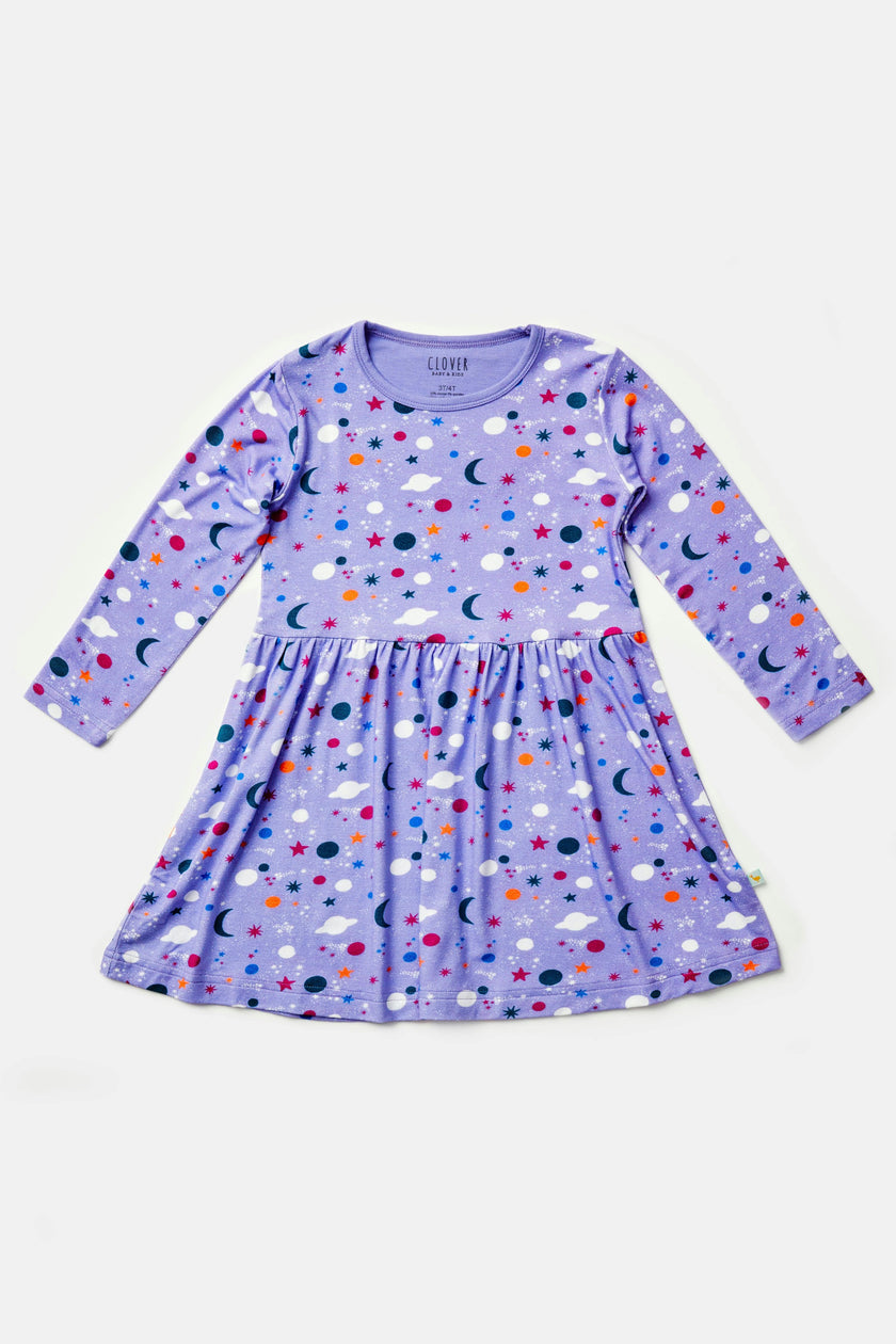 Stretchy Long Sleeve Twirl Dress