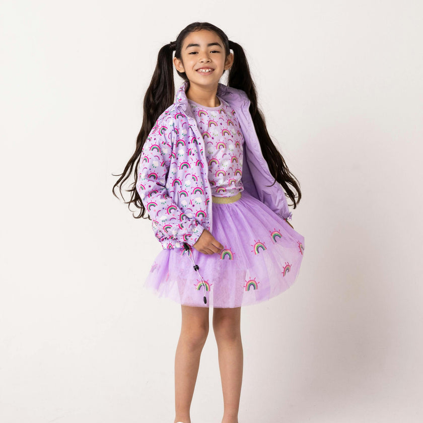 Max Reversible Rain Jacket Windbreaker, Purple Rainbow