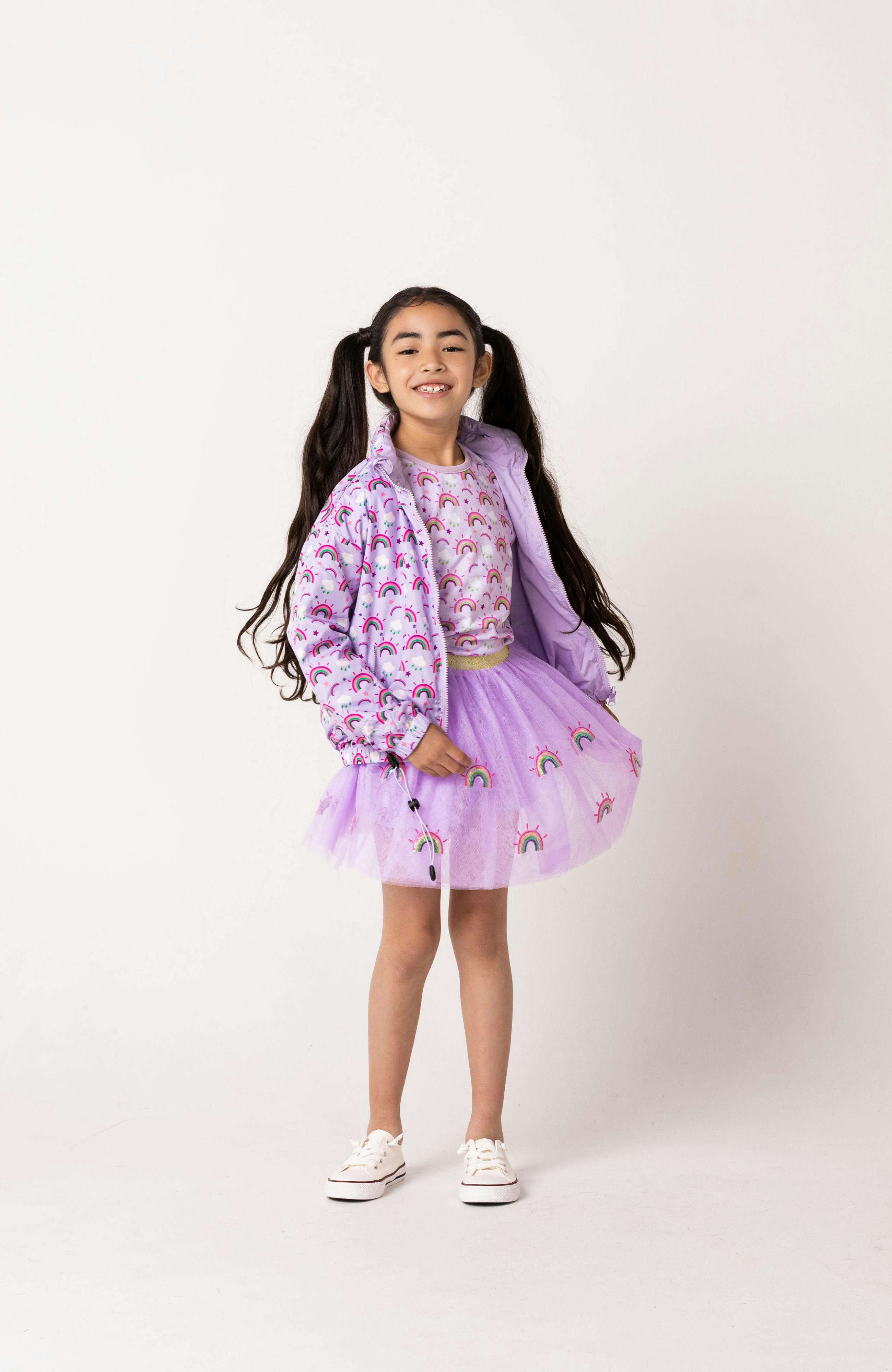 Max Reversible Rain Jacket Windbreaker, Purple Rainbow