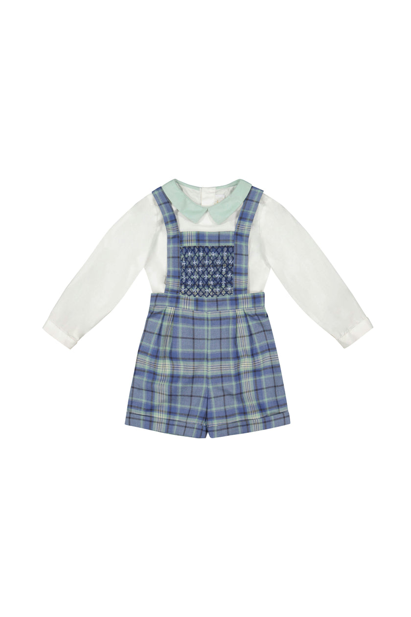 George Blue Tartan Overalls and Shirt