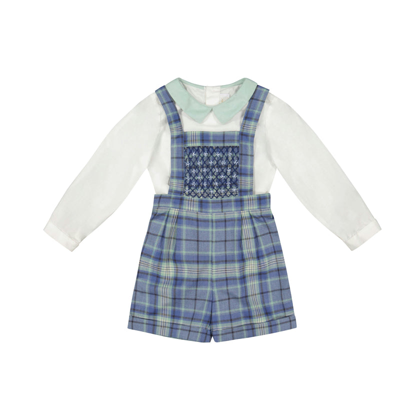 George Blue Tartan Overalls and Shirt