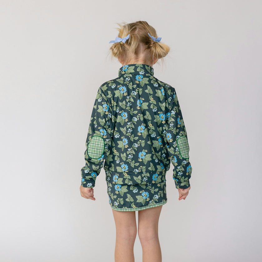 Kitt Set in Spring Mustard Flower In Navy/ Apple Check