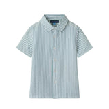 Buttondown And Linen Shorts Set | Teal Stripe
