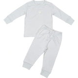 Pima Embroidered Pajama Set in Blue Lamb
